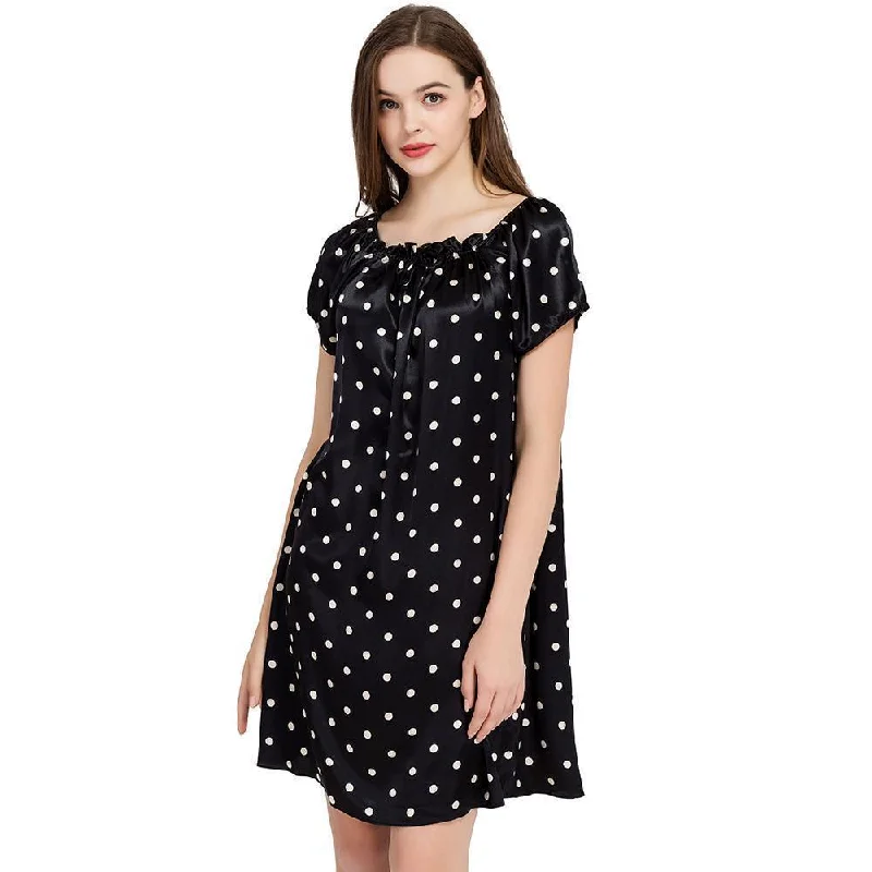 Women Polka Dots Silk Night Dress Tough Women's Military - inspired