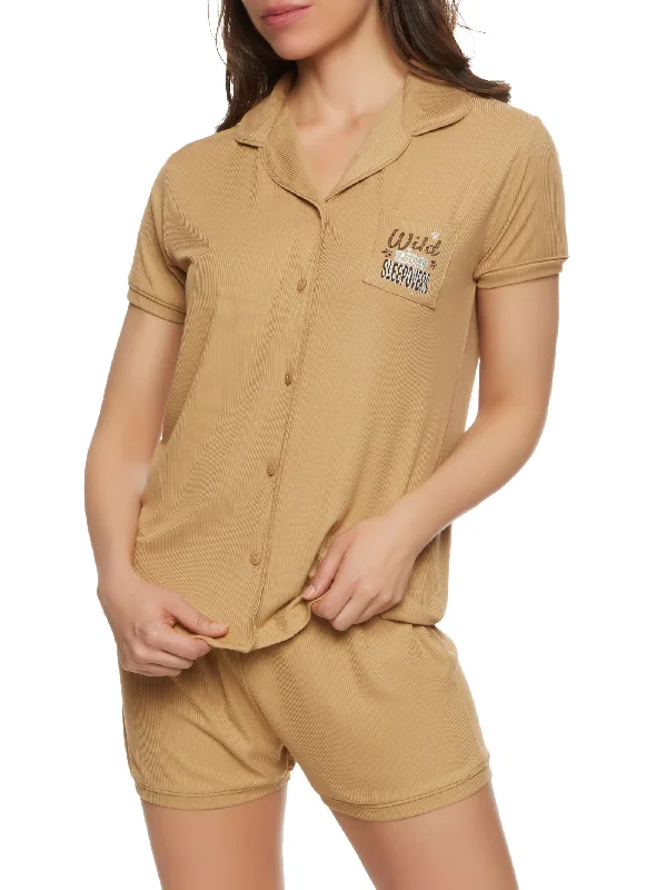Ribbed Wild About Sleepovers Pajama Shirt and Shorts Street