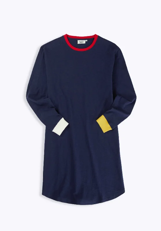 Twyla T-Shirt Dress in Navy Colorblock Sharp Women's Italian
