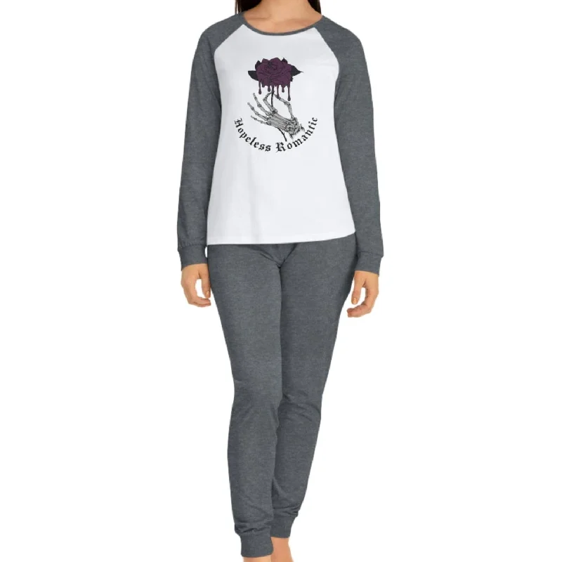 Women's Skull Rose Hand Hopeless Romantic Pajama Set Relaxed Women's 