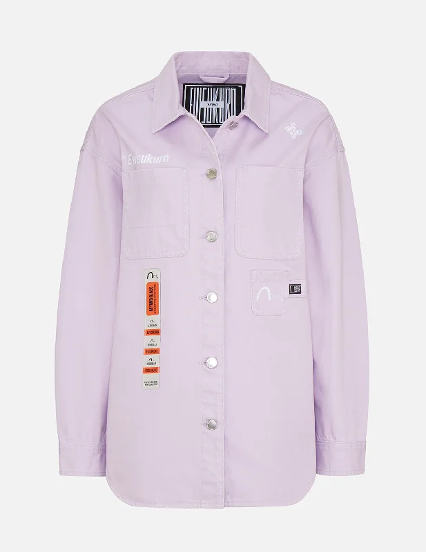 Woven Label Oversized Denim Shirt Jacket Tough Women's Military - inspired