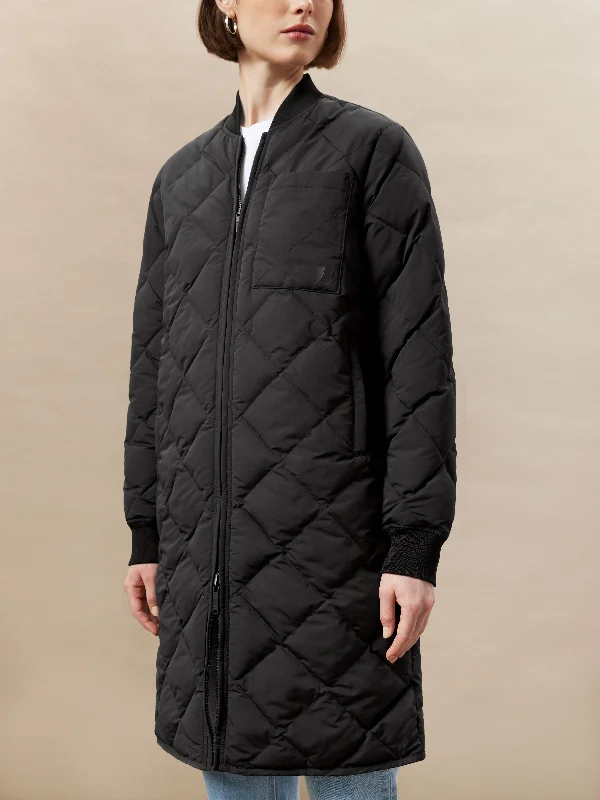 The Skyline Reversible Maxi Bomber in Black Trendy Women's Oversized