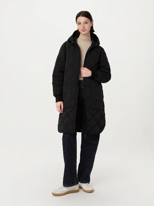 The Skyline Maxi Hooded Coat in Black Scandinavian