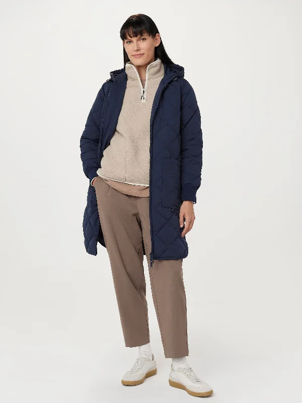 The Skyline Maxi Hooded Coat in Space Blue Refined Women's 