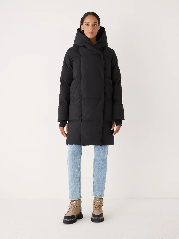 The Hygge Puffer Coat in Black Dapper Women's Bow - adorned