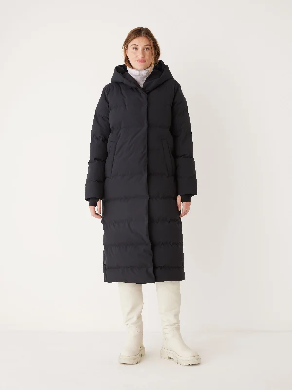 The Highland Long Puffer Coat in Black Feminine Women's Style 