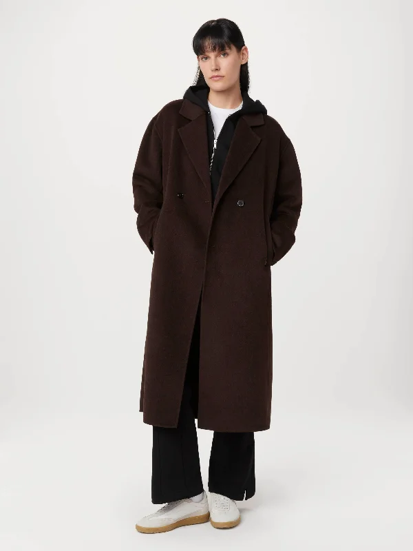 The Margaret Recycled Wool Topcoat in Dark Chocolate Elegant Women's Formal 