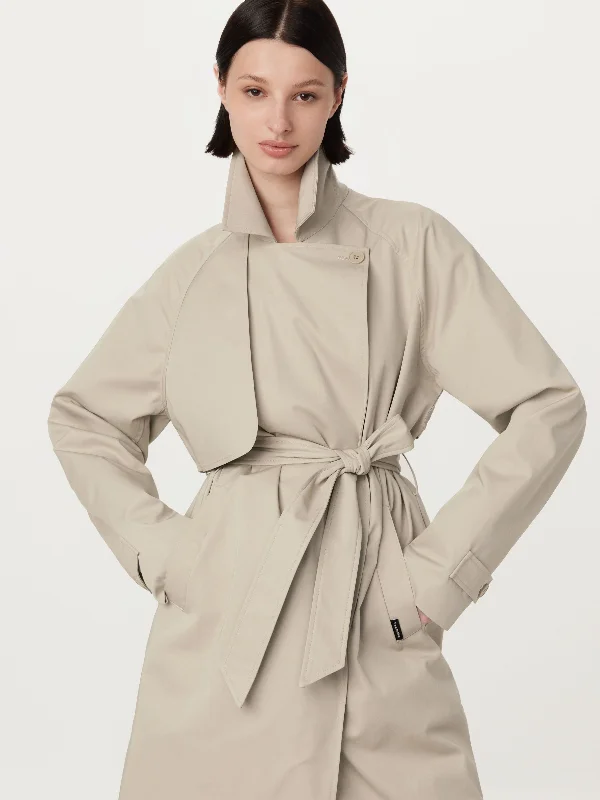 The Long Trench Coat in Light Beige Sleek Women's Metallic