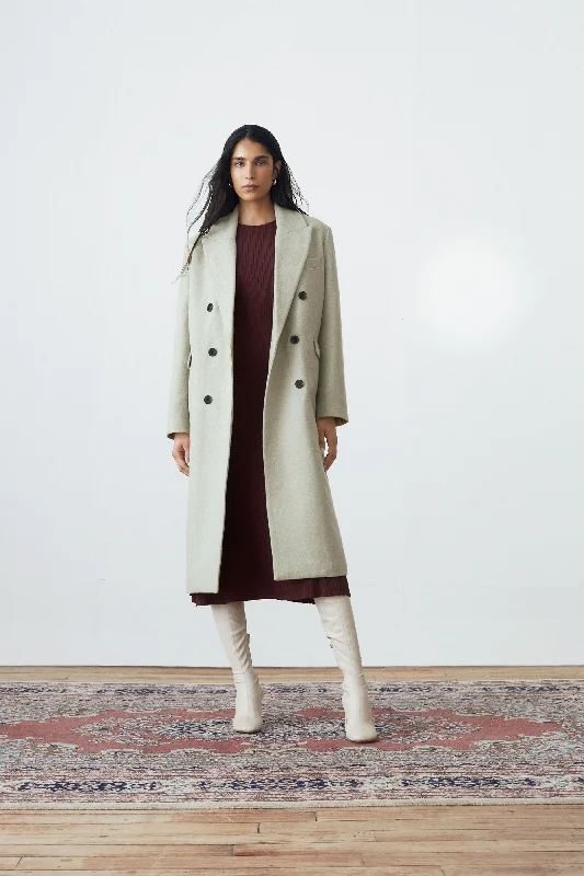The Frances Recycled Wool Topcoat in Light Greige Relaxed Women's 