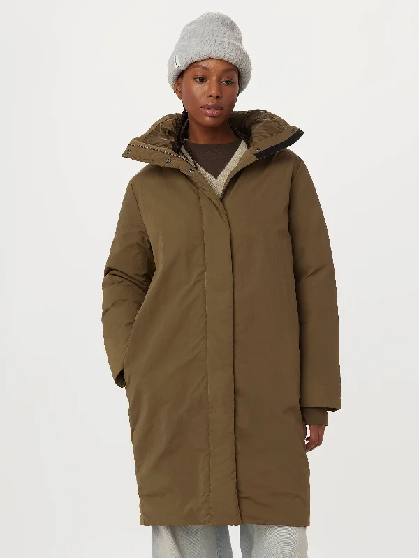 The Iceland Long Coat in Dark Olive Traditional Women's Wool