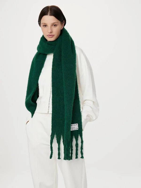 The Fuzzy Scarf in Bottle Green Classic Women's Tweed