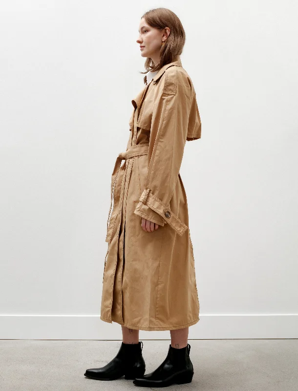 Capelet Trench Coat Khaki Beige Hip Women's Retro