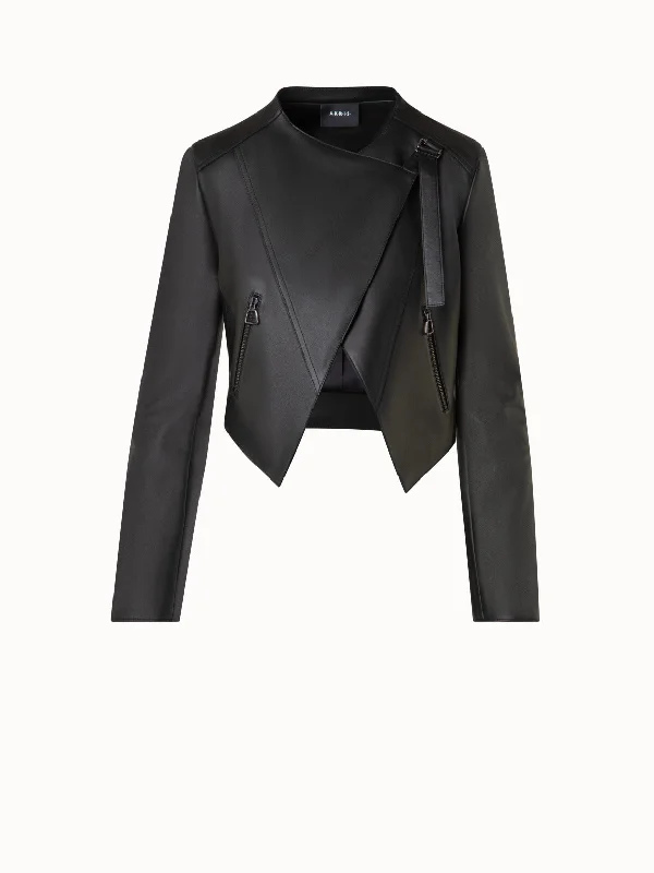 Asymmetrical Leather Biker Jacket Bold Women's Animal Print