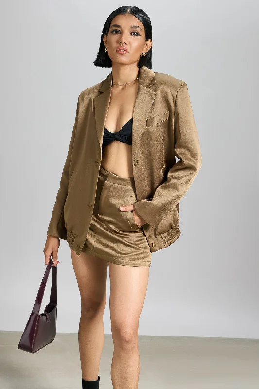 Mud Brown Blazer Jacket Confident Women's Power