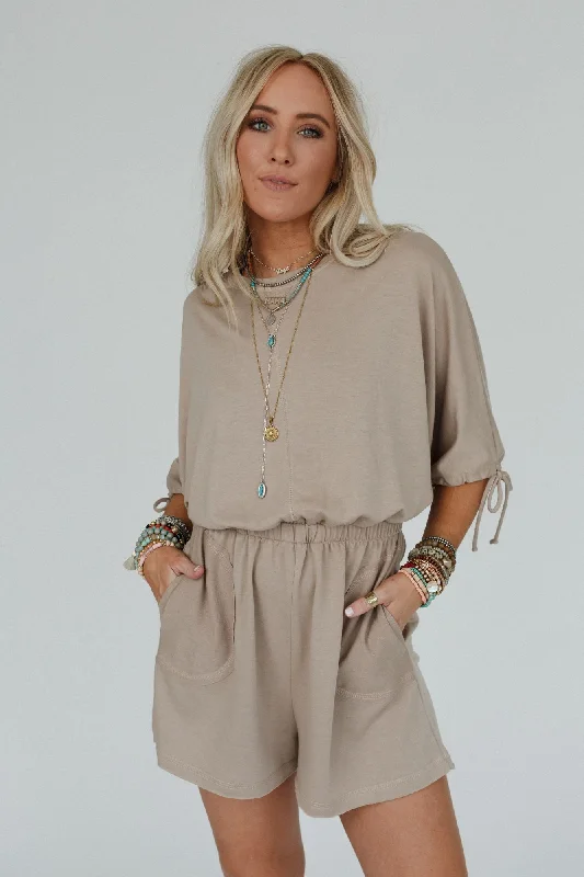 The Nest Carolina Comfy Romper - Taupe Elegant Women's 