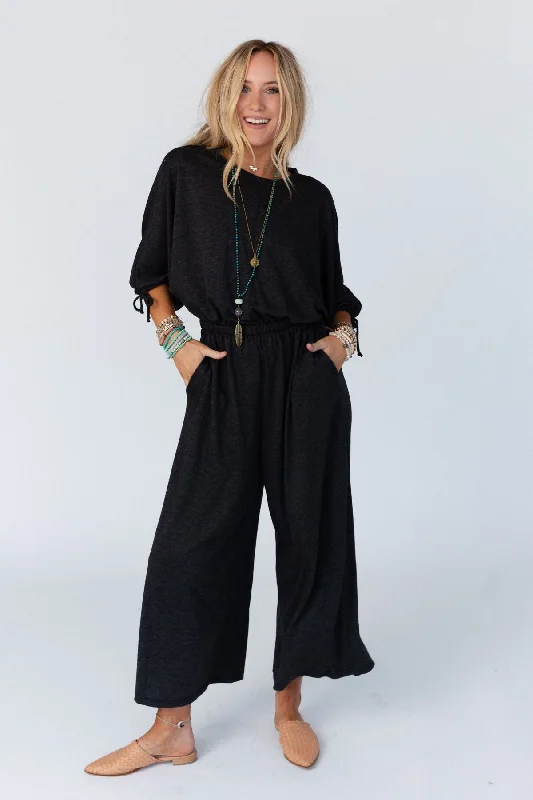 The Nest Carolina Comfy Wide Leg Jumpsuit - Charcoal Trendy Women's Oversized