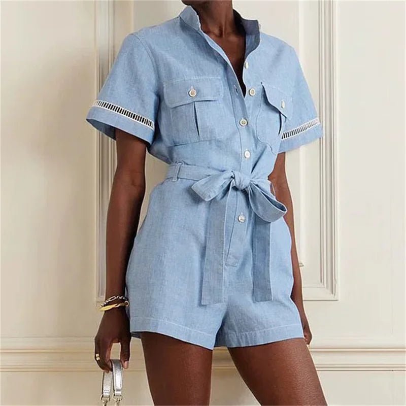 Chic Crochet-Trimmed Cotton Playsuit Vintage Women's 1970S 