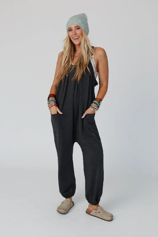 The Nest Comfort Zone Pocketed Jumpsuit - Charcoal Australian Beach