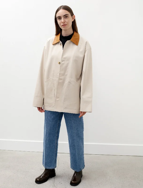 Oversized Blouson with Leather Patch Chalk Business