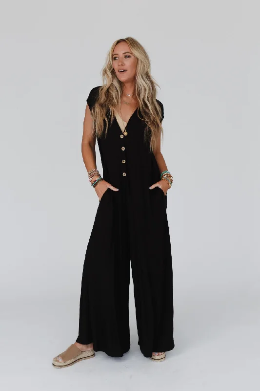 Daphne Jumpsuit - Black Hip Women's Retro