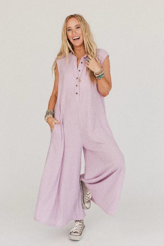 Daphne Waffle Jumpsuit - Lavender Australian Beach