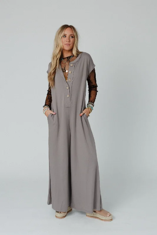 The Nest Davina Wide Leg Jumpsuit - Mushroom Stylish Women's Neon