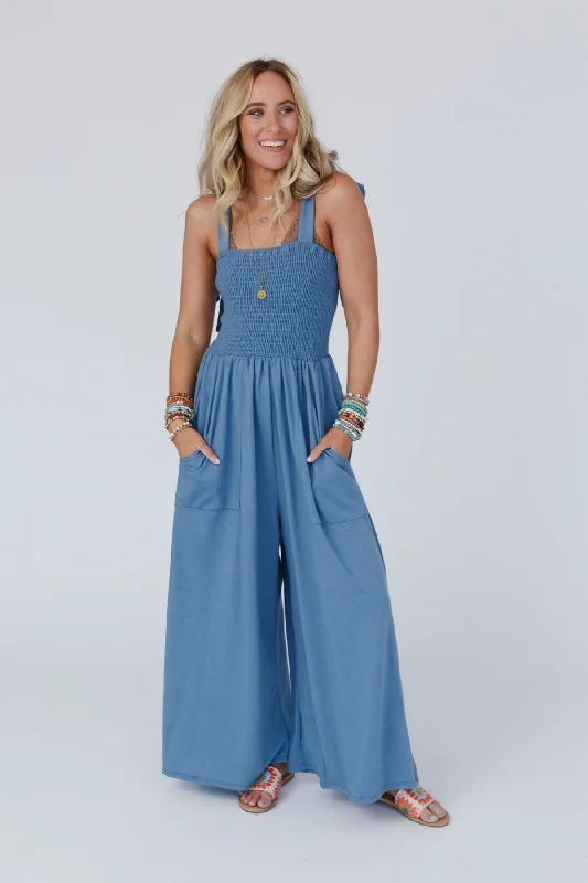 The Nest Daytripper Wide Leg Jumpsuit - Sea Blue Confident Women's Power