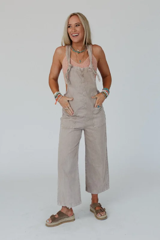 Elliot Knotted Overalls - Mocha Geometric