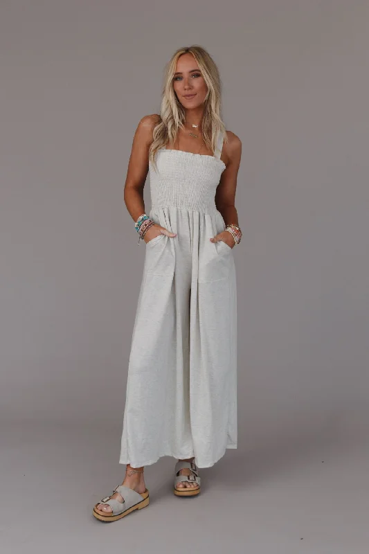 Felicity Smocked Jumpsuit - Oatmeal Refined Women's 