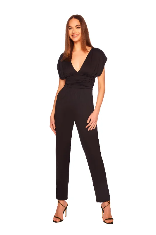 gathered v jumpsuit French