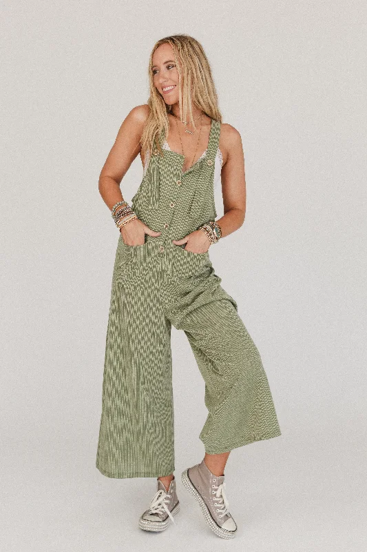 The Nest High Hopes Button Up Overalls - Light Olive European