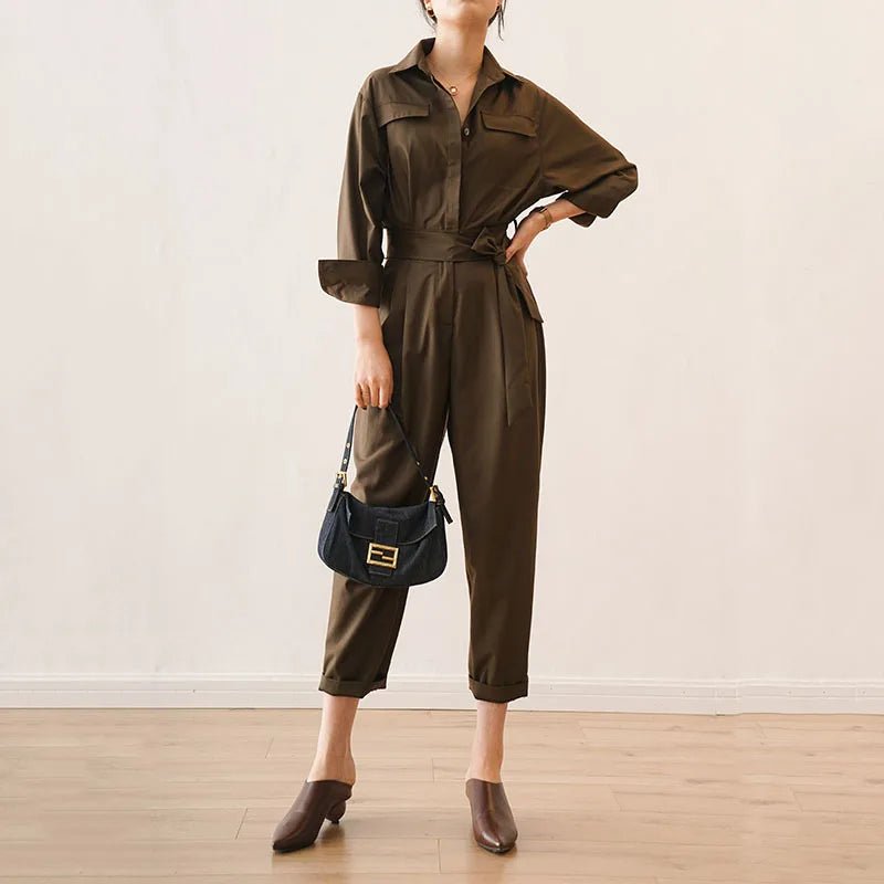 High Street Women's Jumpsuit - Solid Color Fitness Ankle-length Loose Fit Jumpsuit Business