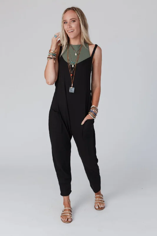 Hot Shot Harem Jumpsuit - Black Practical Women's Multi - 