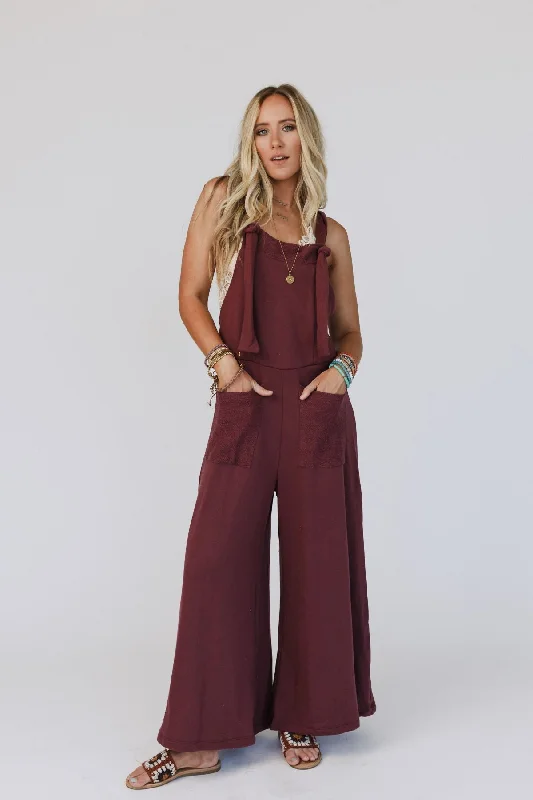 Jodi Jumpsuit - Wine Laid - back Women's Style