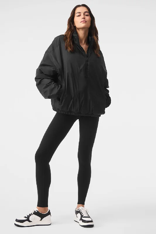 Latitude Light Weight 1/2 Zip Pullover Jacket - Black Youthful Women's Pop