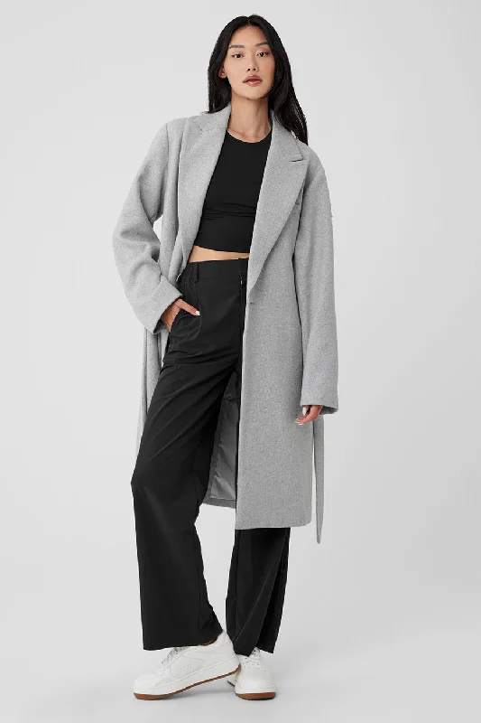 Wool Gameday Overcoat - Athletic Heather Grey Artistic Women's Hand - painted