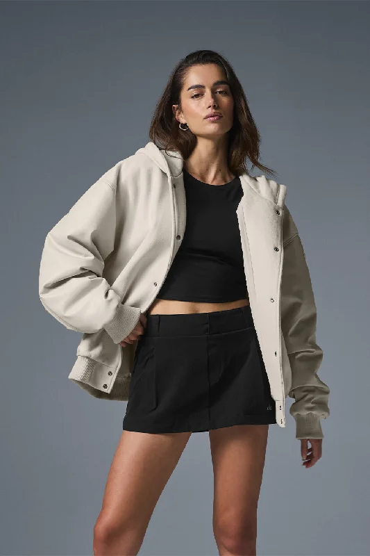 Select Hooded Bomber Jacket - Bone Laid - back Women's Style