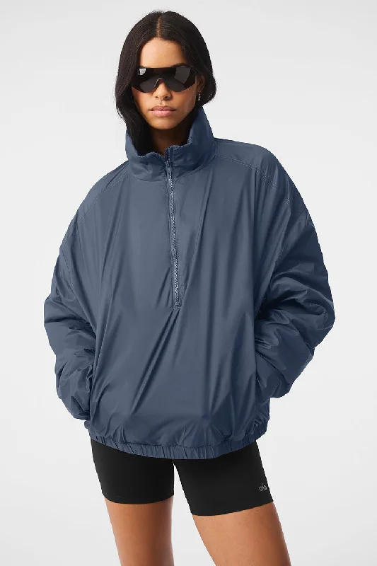 Latitude Light Weight 1/2 Zip Pullover Jacket - Bluestone Trendy Women's 