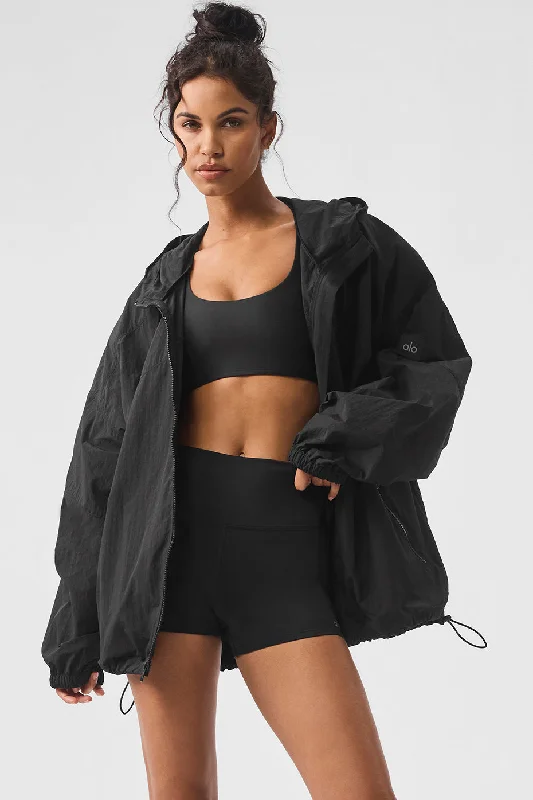 Vantage Nylon Ripstop Track Jacket - Black Polished Women's Silk