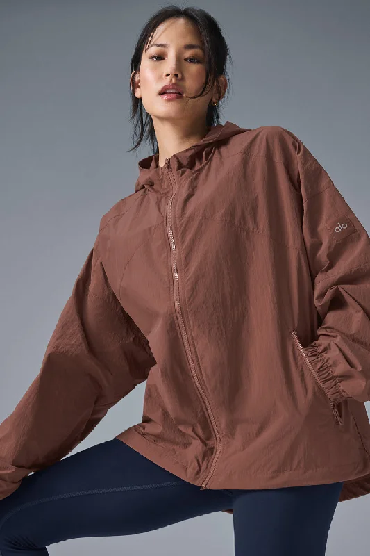 Vantage Nylon Ripstop Track Jacket - Chestnut Stylish Women's Neon