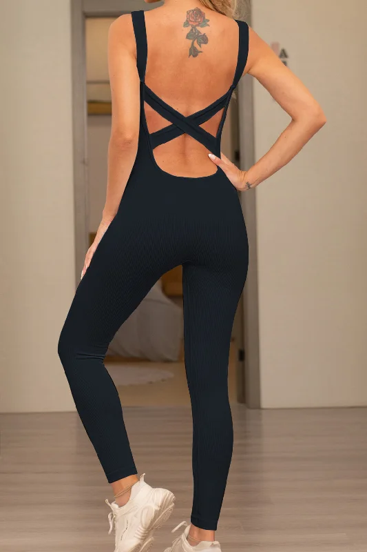 Macaron Back Cross Jumpsuits purpose