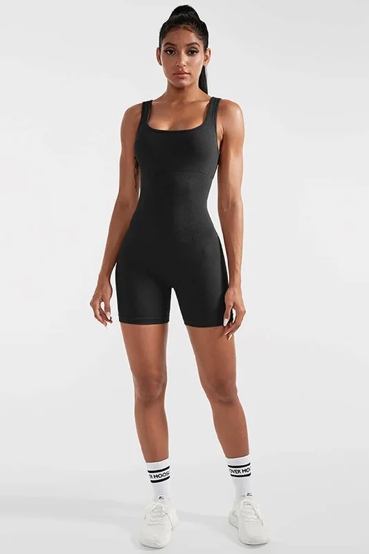 Ribbed Tummy Control Sleeveless Seamless Romper Modern Women's 