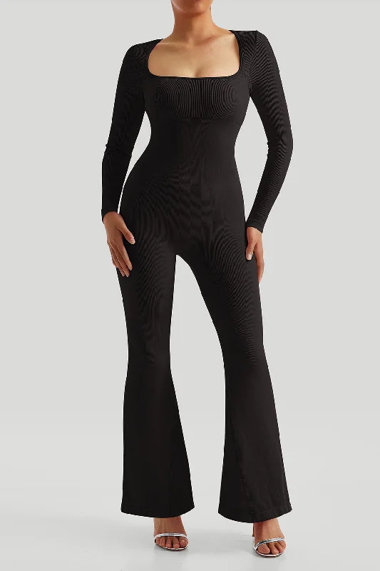 Tummy Control Flared Leg Jumpsuit Business
