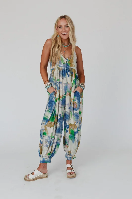 Radiant Dusk Jumpsuit - Blue Earthy Women's Hemp - based