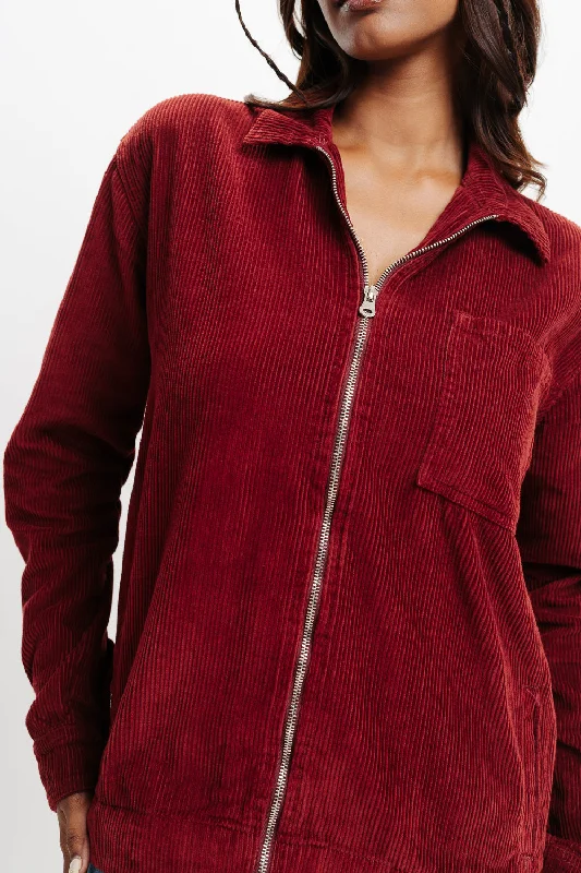 Red Corduroy Jacket Laid - back Women's Vibe