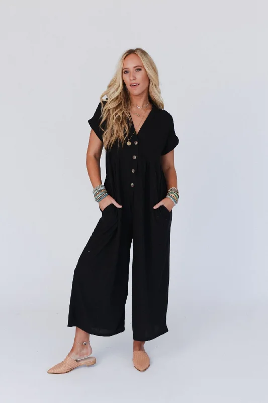 The Nest Sage and Wildflowers Jumpsuit - Black Sharp Women's Italian