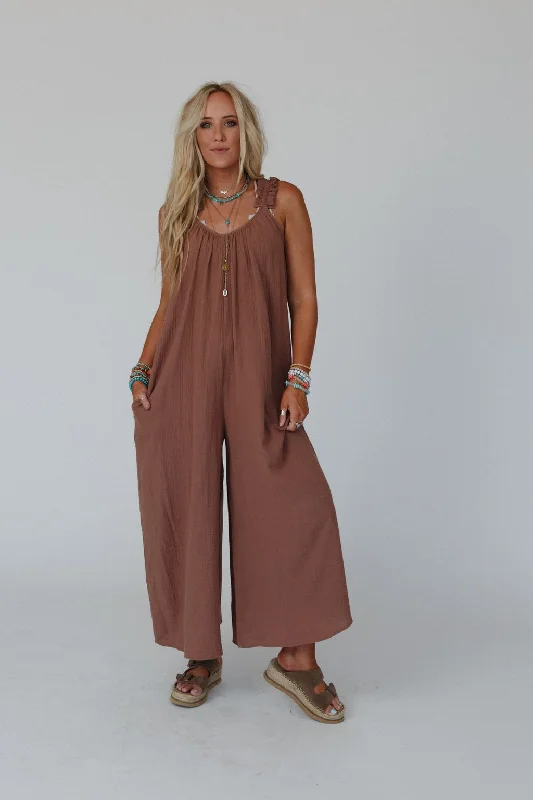 The Nest Seraphina Jumpsuit - Copper Cozy Women's Sherpa - lined