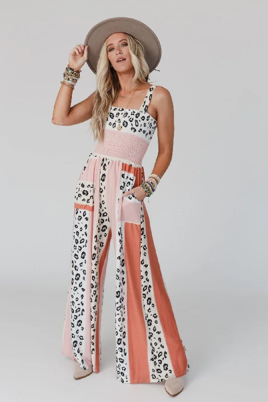 Serendipity Animal Print Jumpsuit - Coral Cozy Women's Winter