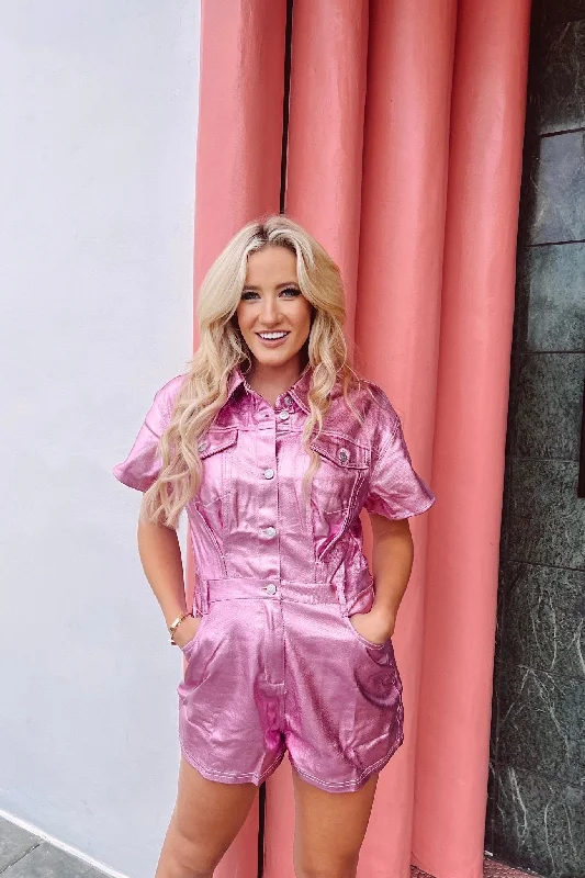 Shine Bright Metallic Romper Laid - back Women's Vibe