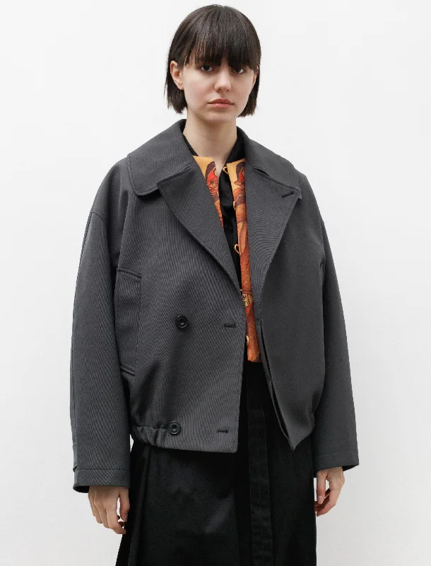 Short Trench Blouson Dark Grey Refined Women's Classic 